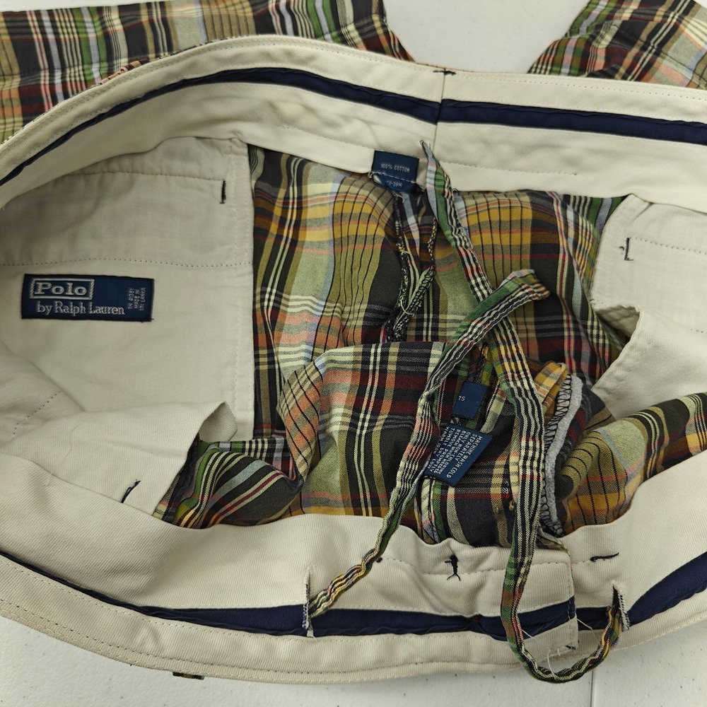 Vintage Polo Ralph Lauren Shorts Mens 46B 46 Big Indian Madras Plaid Preppy - Picture 5 of 11